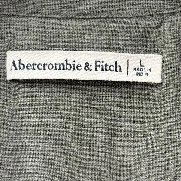Abercrombie & Fitch Linen Blend Belted Utility Jumpsuit in Green | Large - Picture 8 of 9